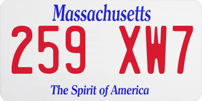 MA license plate 259XW7
