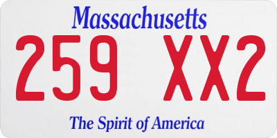 MA license plate 259XX2