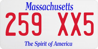 MA license plate 259XX5