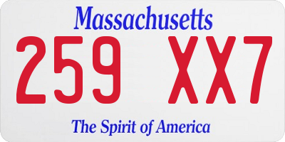 MA license plate 259XX7