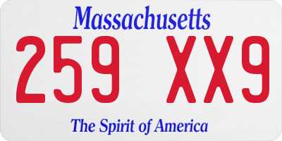 MA license plate 259XX9