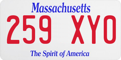MA license plate 259XY0