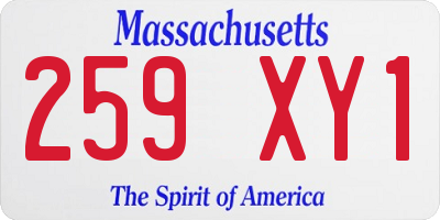 MA license plate 259XY1