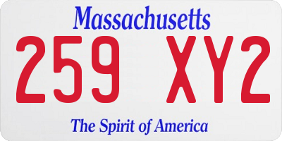 MA license plate 259XY2