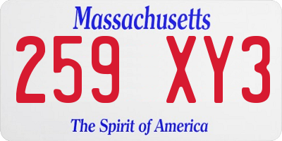 MA license plate 259XY3