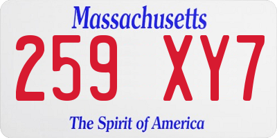 MA license plate 259XY7