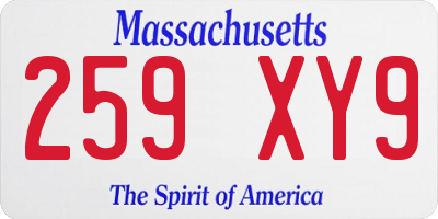 MA license plate 259XY9