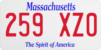 MA license plate 259XZ0