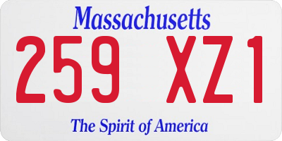 MA license plate 259XZ1