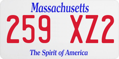 MA license plate 259XZ2