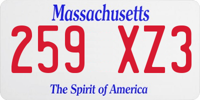 MA license plate 259XZ3
