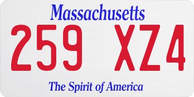 MA license plate 259XZ4