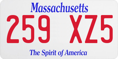 MA license plate 259XZ5