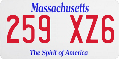 MA license plate 259XZ6