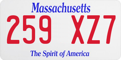 MA license plate 259XZ7