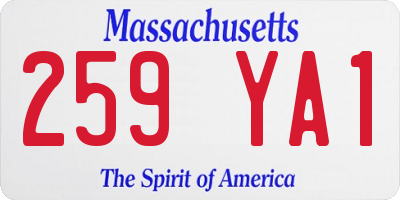 MA license plate 259YA1