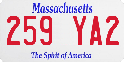 MA license plate 259YA2