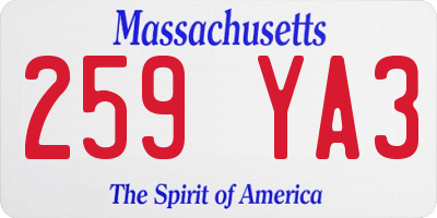 MA license plate 259YA3