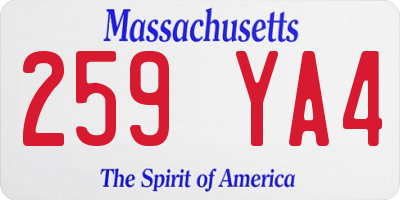 MA license plate 259YA4