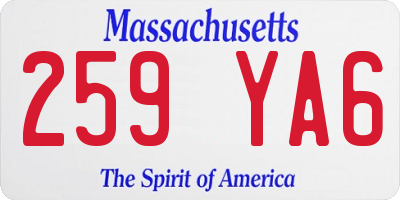 MA license plate 259YA6