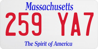 MA license plate 259YA7
