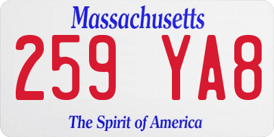 MA license plate 259YA8