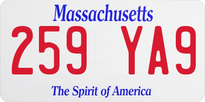 MA license plate 259YA9