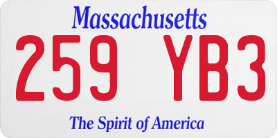 MA license plate 259YB3