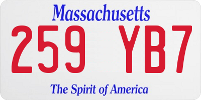 MA license plate 259YB7
