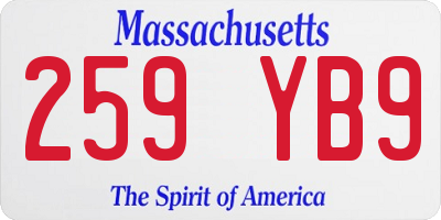 MA license plate 259YB9