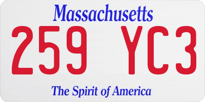 MA license plate 259YC3