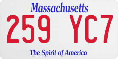 MA license plate 259YC7