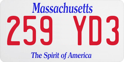 MA license plate 259YD3