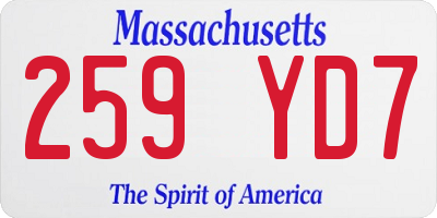 MA license plate 259YD7