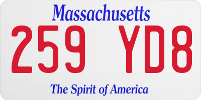 MA license plate 259YD8