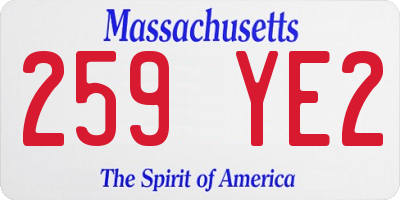 MA license plate 259YE2