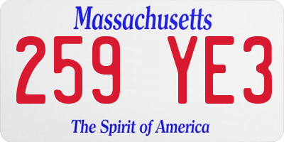 MA license plate 259YE3