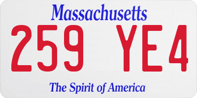 MA license plate 259YE4