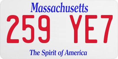 MA license plate 259YE7