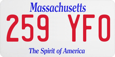 MA license plate 259YF0