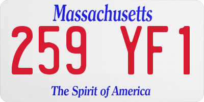 MA license plate 259YF1