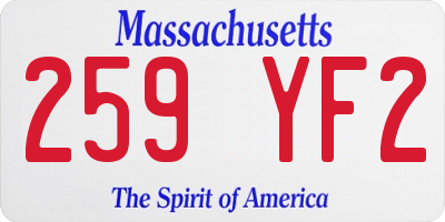 MA license plate 259YF2