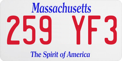 MA license plate 259YF3