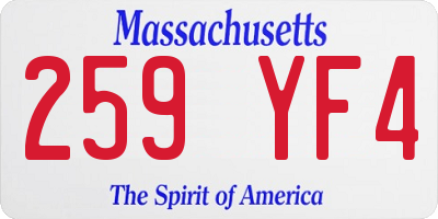 MA license plate 259YF4