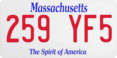 MA license plate 259YF5