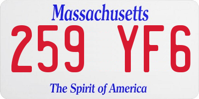 MA license plate 259YF6