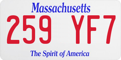MA license plate 259YF7