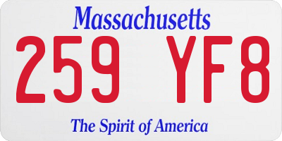 MA license plate 259YF8