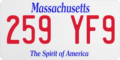MA license plate 259YF9