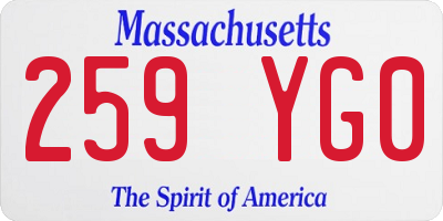 MA license plate 259YG0